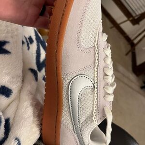Nike BEAUTIFUL White and Silver Sneakers with Gum Sole SIZE 9
